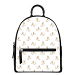 Cartoon Bull Terrier Pattern Print Leather Backpack