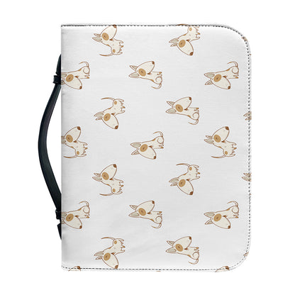 Cartoon Bull Terrier Pattern Print Leather Bible Cover