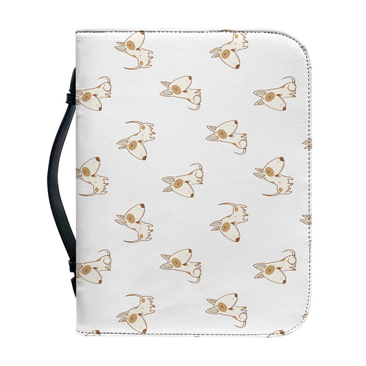 Cartoon Bull Terrier Pattern Print Leather Bible Cover
