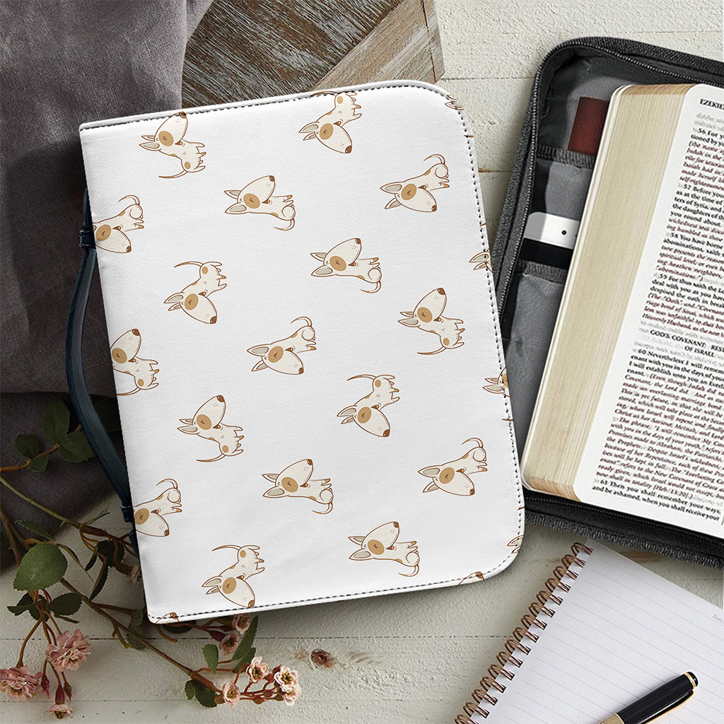 Cartoon Bull Terrier Pattern Print Leather Bible Cover