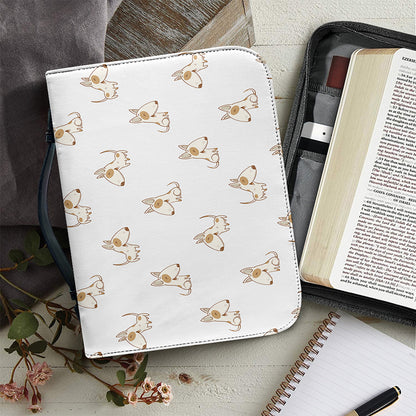 Cartoon Bull Terrier Pattern Print Leather Bible Cover