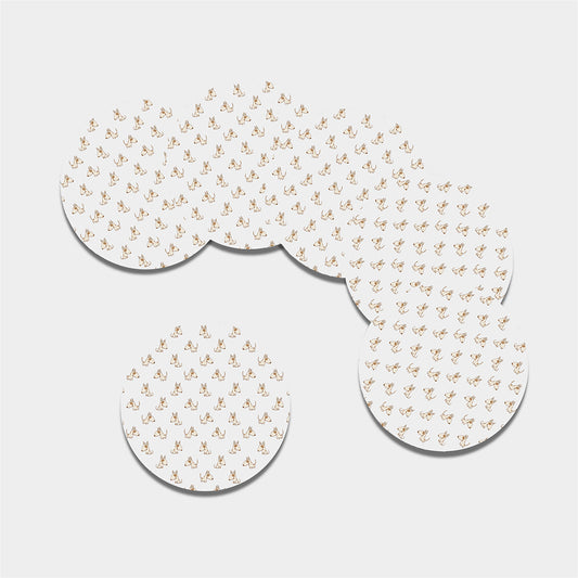 Cartoon Bull Terrier Pattern Print Leather Coaster Set