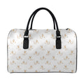Cartoon Bull Terrier Pattern Print Leather Duffel Bag