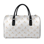 Cartoon Bull Terrier Pattern Print Leather Duffle Bag