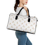 Cartoon Bull Terrier Pattern Print Leather Duffle Bag