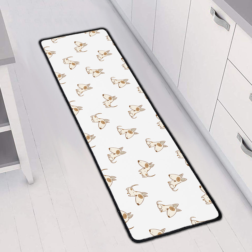 Cartoon Bull Terrier Pattern Print Long Kitchen Mat