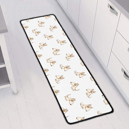 Cartoon Bull Terrier Pattern Print Long Kitchen Mat