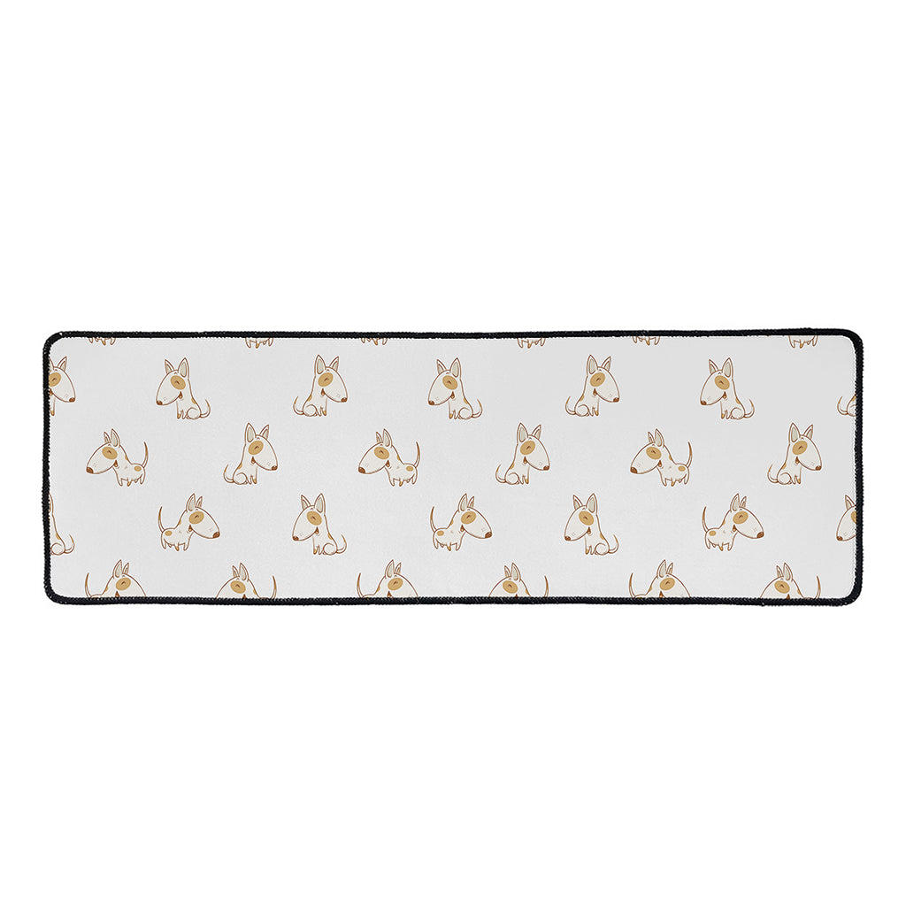 Cartoon Bull Terrier Pattern Print Long Kitchen Mat