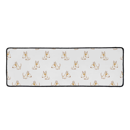 Cartoon Bull Terrier Pattern Print Long Kitchen Mat
