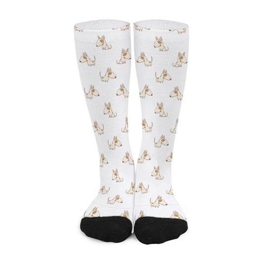 Cartoon Bull Terrier Pattern Print Long Socks