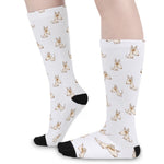 Cartoon Bull Terrier Pattern Print Long Socks