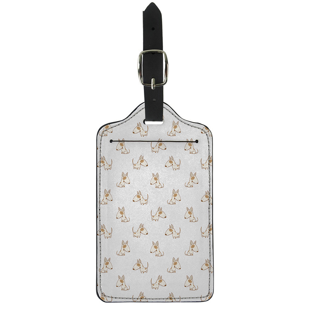 Cartoon Bull Terrier Pattern Print Luggage Tag