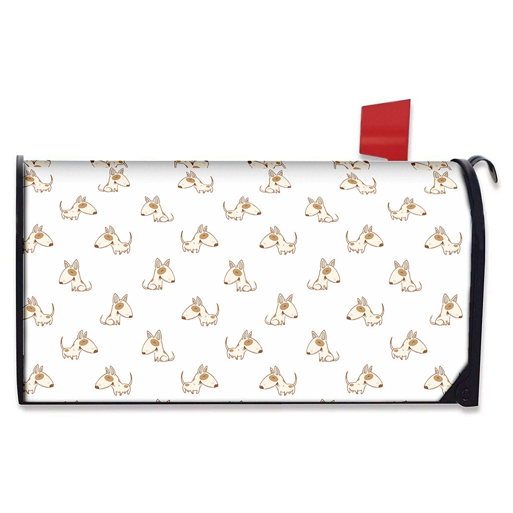 Cartoon Bull Terrier Pattern Print Mailbox Cover