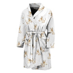 Cartoon Bull Terrier Pattern Print Men's Bathrobe