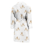 Cartoon Bull Terrier Pattern Print Men's Bathrobe