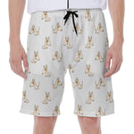 Cartoon Bull Terrier Pattern Print Men's Beach Shorts