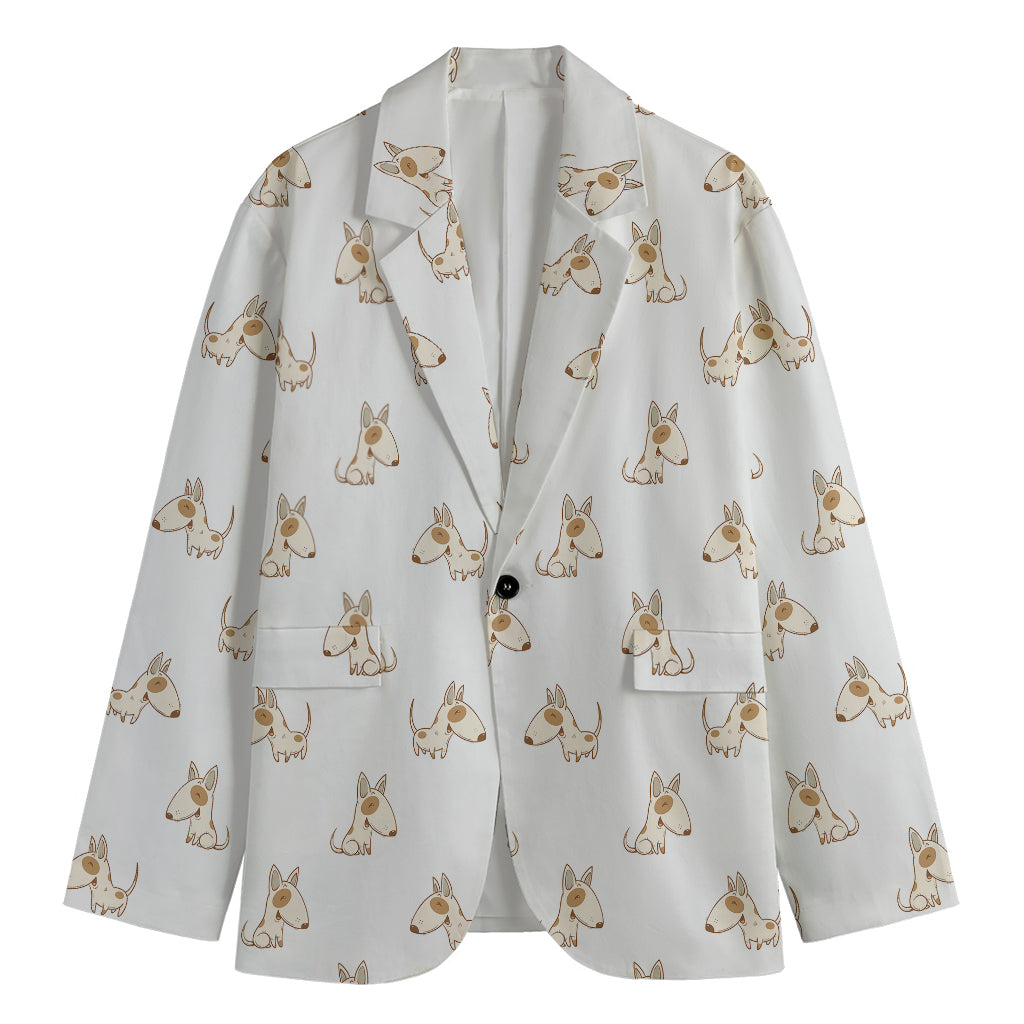 Cartoon Bull Terrier Pattern Print Men's Blazer