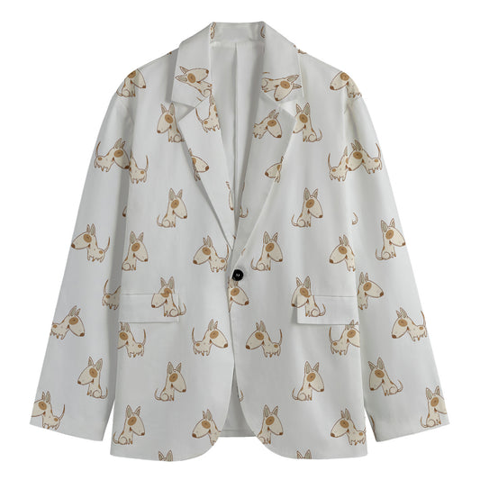 Cartoon Bull Terrier Pattern Print Men's Blazer