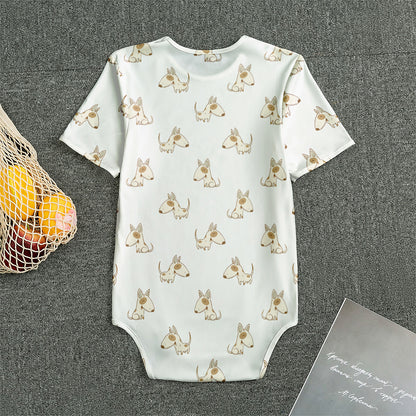 Cartoon Bull Terrier Pattern Print Men's Bodysuit