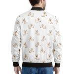 Cartoon Bull Terrier Pattern Print Men's Bomber Jacket
