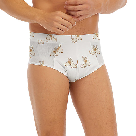 Cartoon Bull Terrier Pattern Print Men's Briefs