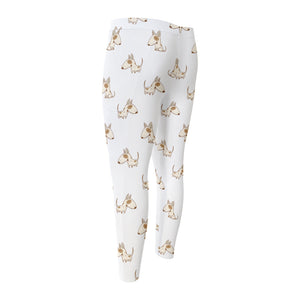 Cartoon Bull Terrier Pattern Print Men's Compression Pants