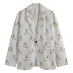 Cartoon Bull Terrier Pattern Print Men's Cotton Blazer