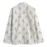 Cartoon Bull Terrier Pattern Print Men's Cotton Blazer