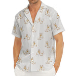 Cartoon Bull Terrier Pattern Print Men's Deep V-Neck Shirt