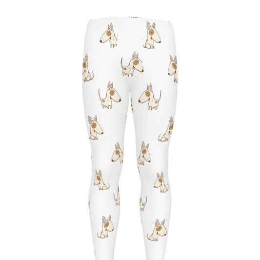 Cartoon Bull Terrier Pattern Print Men's leggings