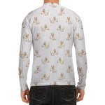 Cartoon Bull Terrier Pattern Print Men's Long Sleeve Rash Guard