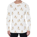 Cartoon Bull Terrier Pattern Print Men's Long Sleeve T-Shirt