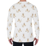 Cartoon Bull Terrier Pattern Print Men's Long Sleeve T-Shirt