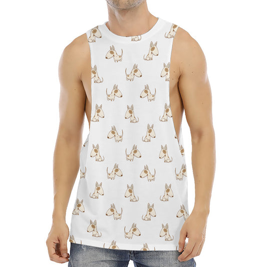 Cartoon Bull Terrier Pattern Print Men's Muscle Tank Top