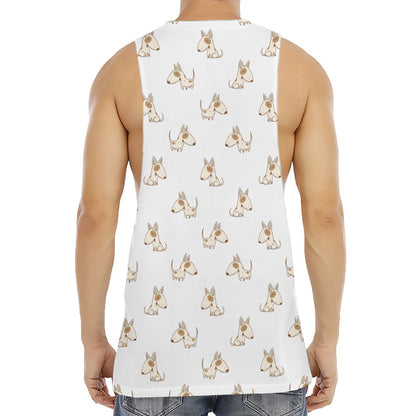 Cartoon Bull Terrier Pattern Print Men's Muscle Tank Top