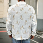 Cartoon Bull Terrier Pattern Print Men's Shirt Jacket