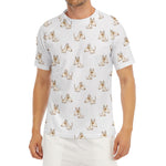 Cartoon Bull Terrier Pattern Print Men's Short Sleeve Rash Guard