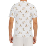 Cartoon Bull Terrier Pattern Print Men's Short Sleeve Rash Guard