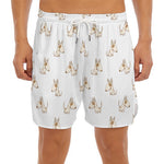 Cartoon Bull Terrier Pattern Print Men's Split Running Shorts