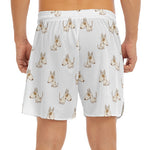 Cartoon Bull Terrier Pattern Print Men's Split Running Shorts