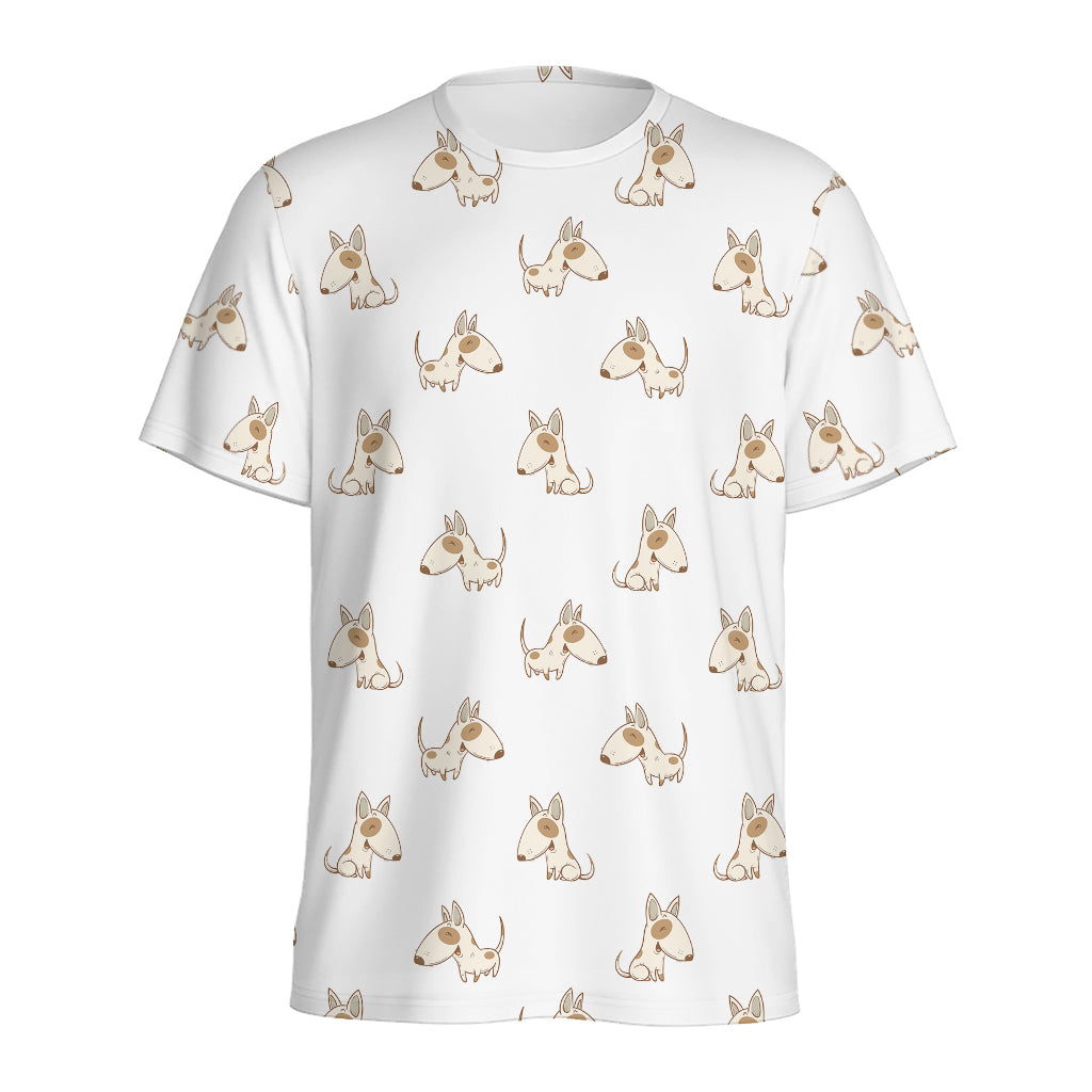 Cartoon Bull Terrier Pattern Print Men's Sports T-Shirt