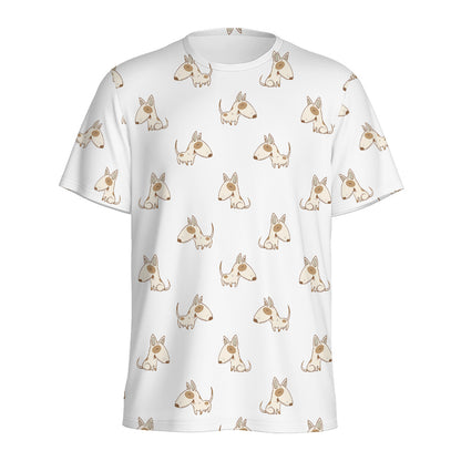 Cartoon Bull Terrier Pattern Print Men's Sports T-Shirt