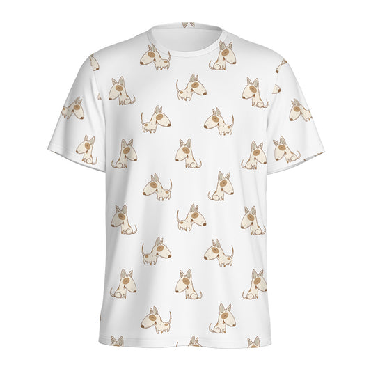 Cartoon Bull Terrier Pattern Print Men's Sports T-Shirt