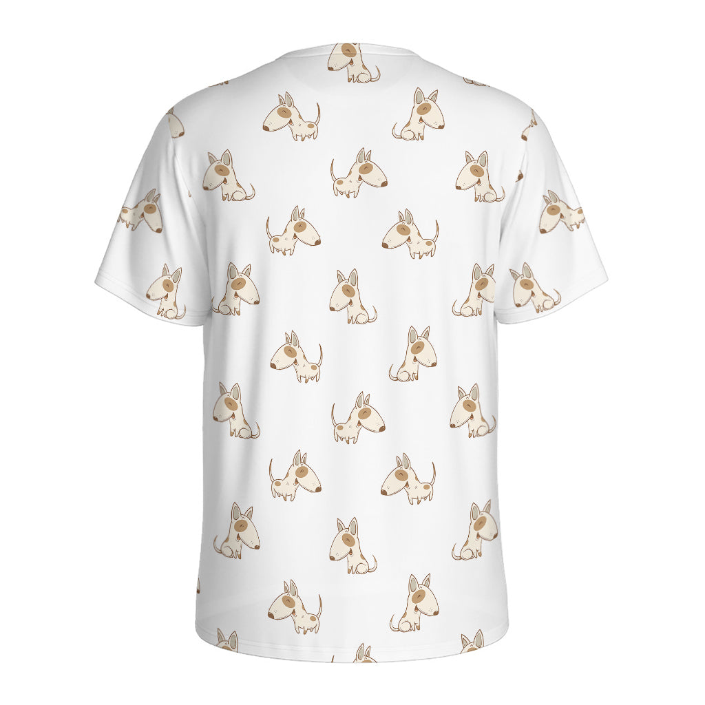 Cartoon Bull Terrier Pattern Print Men's Sports T-Shirt