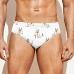 Cartoon Bull Terrier Pattern Print Men's Swim Briefs