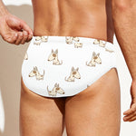 Cartoon Bull Terrier Pattern Print Men's Swim Briefs