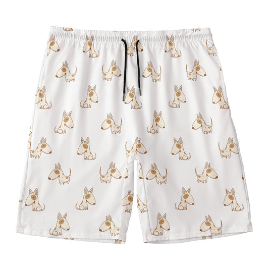 Cartoon Bull Terrier Pattern Print Men's Swim Trunks