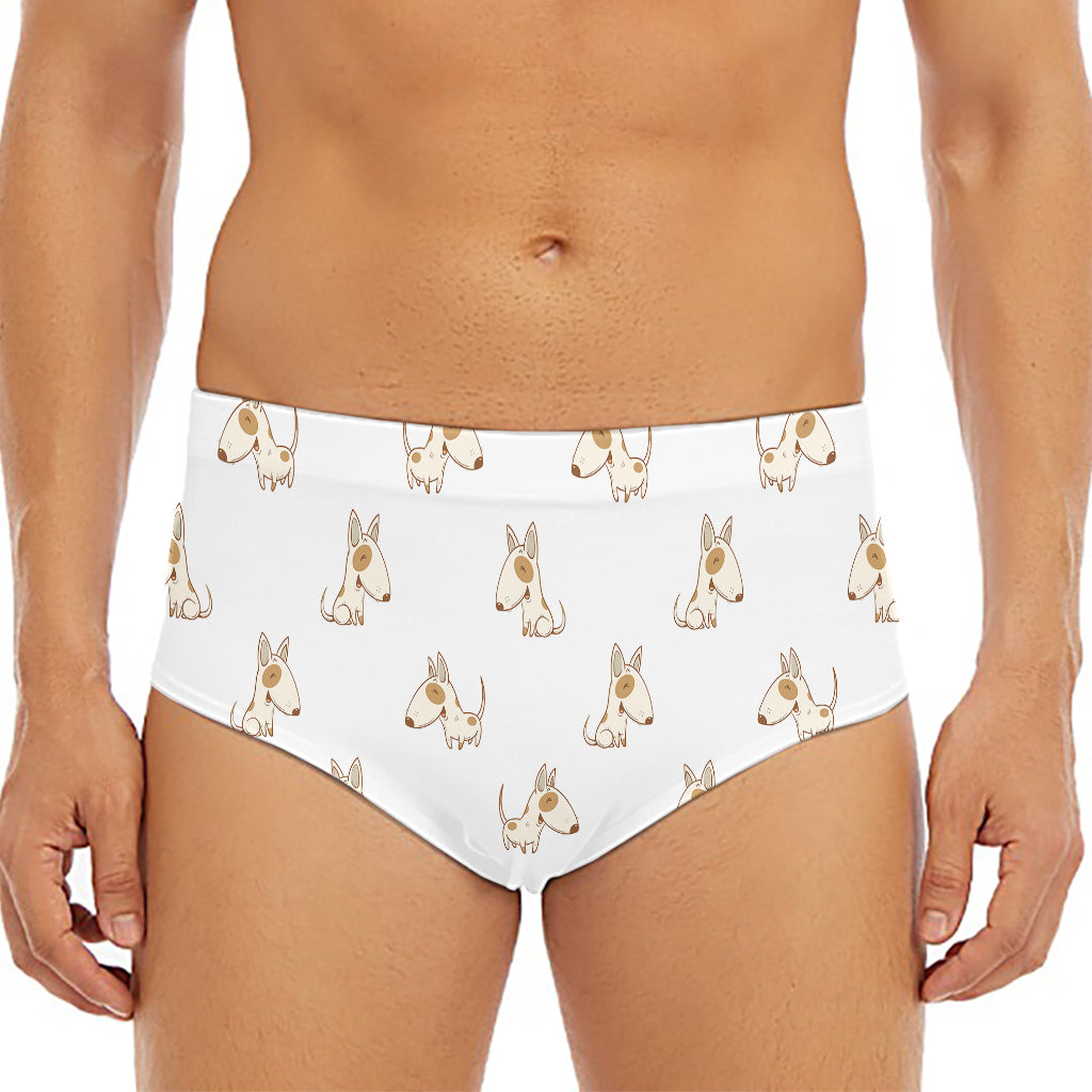 Cartoon Bull Terrier Pattern Print Men's Triangle Swim Briefs