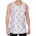 Cartoon Bull Terrier Pattern Print Men's Velvet Tank Top