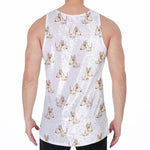 Cartoon Bull Terrier Pattern Print Men's Velvet Tank Top